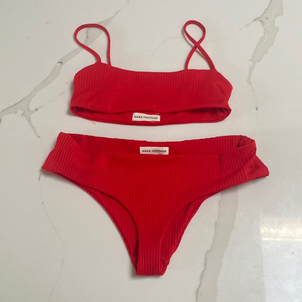 Mara Hoffman red bikini set